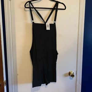 Black linen  short overalls